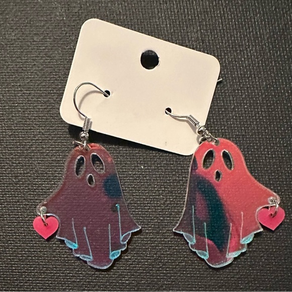 Acrylic Ghost With Hearts Rainbow Halloween Goth - Picture 2 of 3